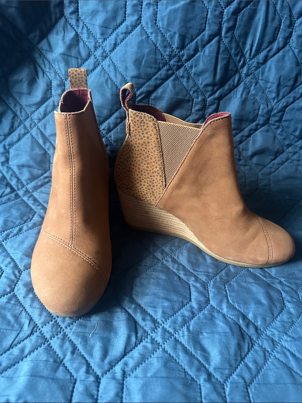 TOMS Tan Wedge Ankle Boots